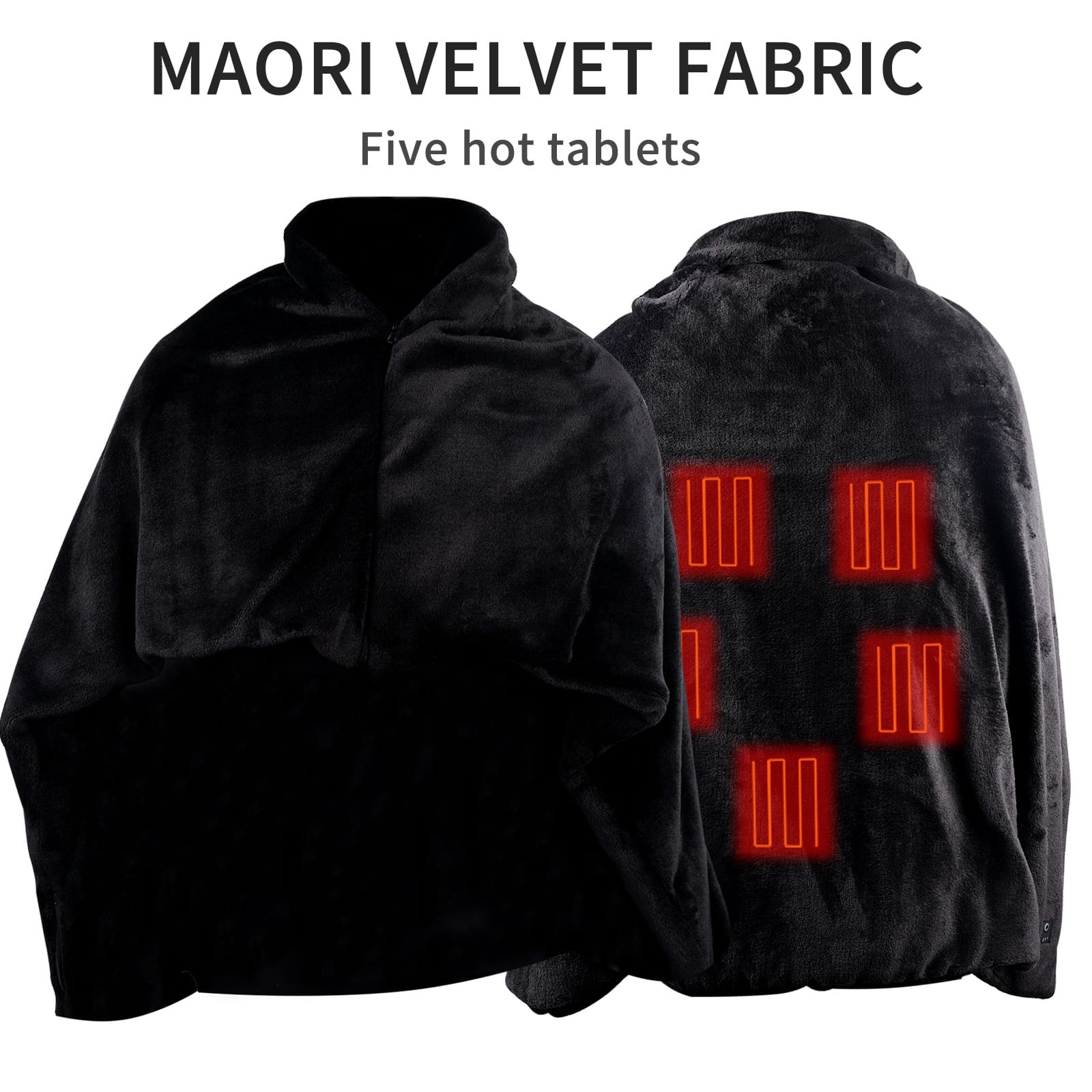 A smart electric heated blanket on a sofa, controlled via a smartphone app, showcasing AI and cloud-based adaptive heating technology.