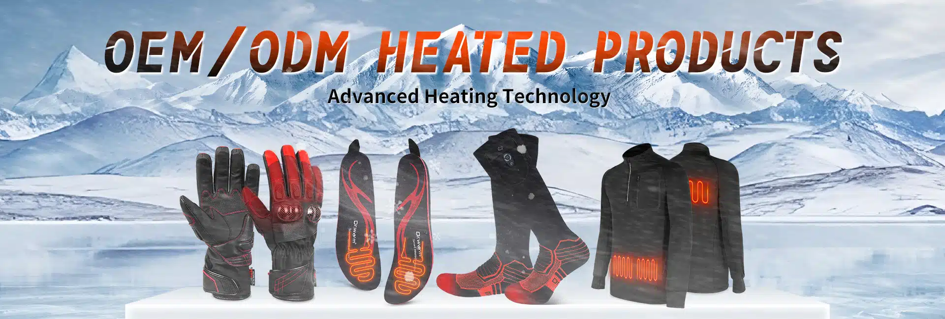 Side-by-side comparison of heated glove prototypes (technical, design, pre-production samples) or equipment conducting heating performance and battery safety tests.
