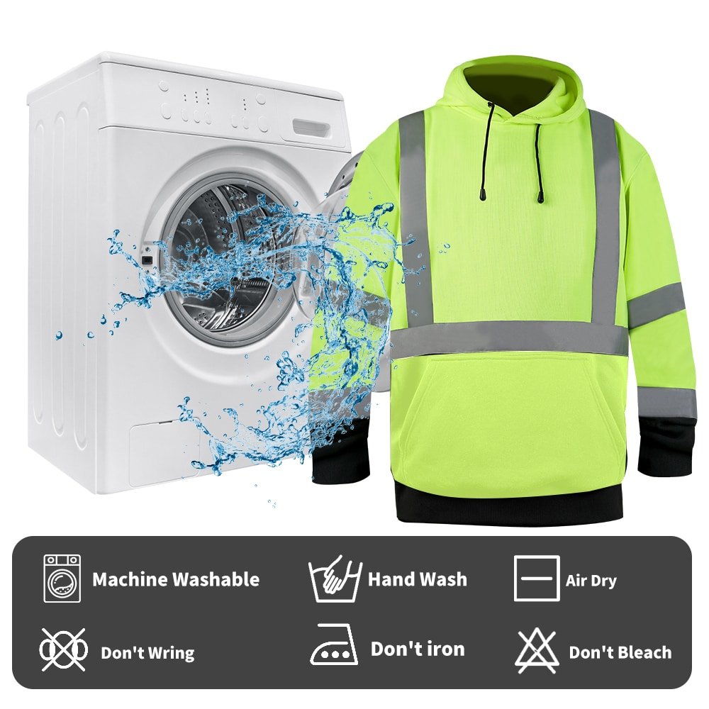 Comparison graphic: Left side shows gentle hand washing in a basin. Right side shows a garment in a washing machine on a delicate cycle inside a mesh bag.