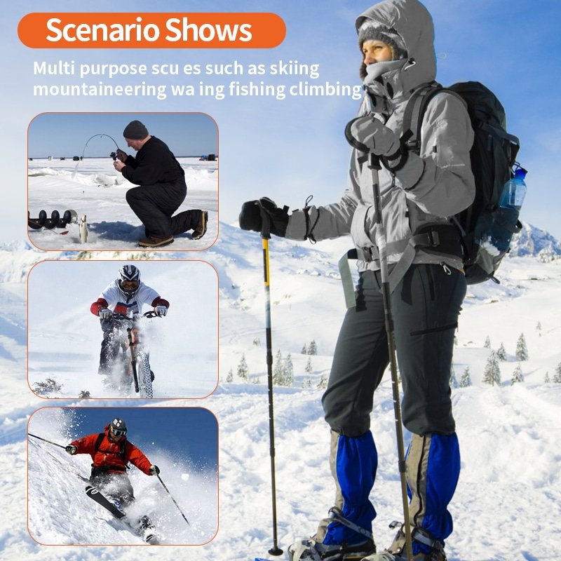 Hero image featuring a skier, hunter, and outdoor worker using various types of heated clothing in cold environments.