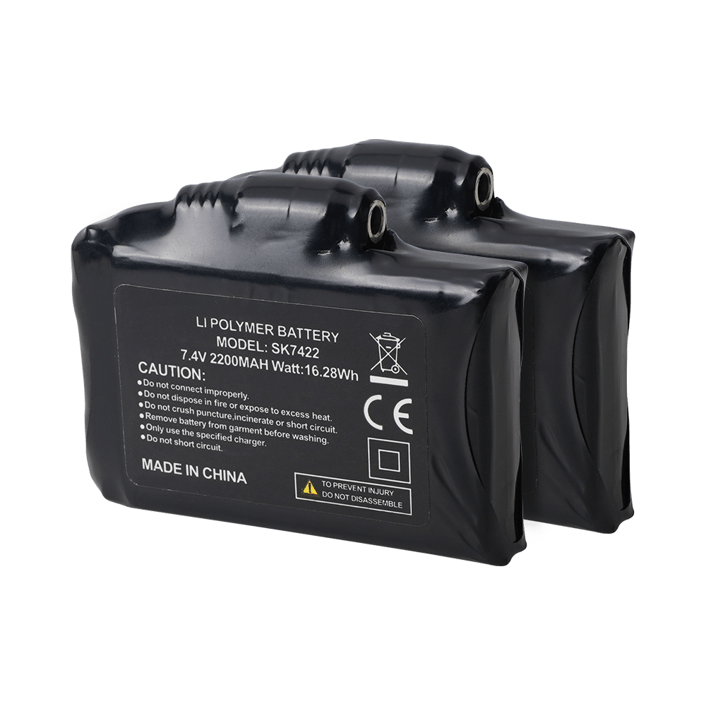 Power your heated clothing with our high-performance 7.4V Li-Polymer battery pack, designed for jackets, vests, gloves, socks, and other battery-heated apparel. This rechargeable battery provides reliable, long-lasting warmth, ensuring optimal performance in extreme cold conditions.