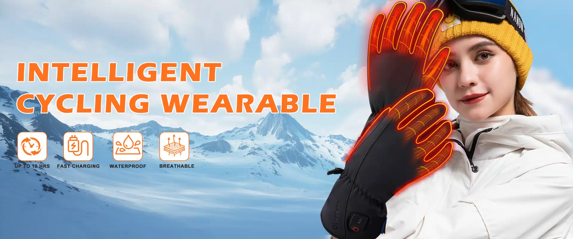 Heated Cycling Gloves : 6–10 hours runtime on low, waterproof, fast-heating in seconds, anti-slip for bar control.