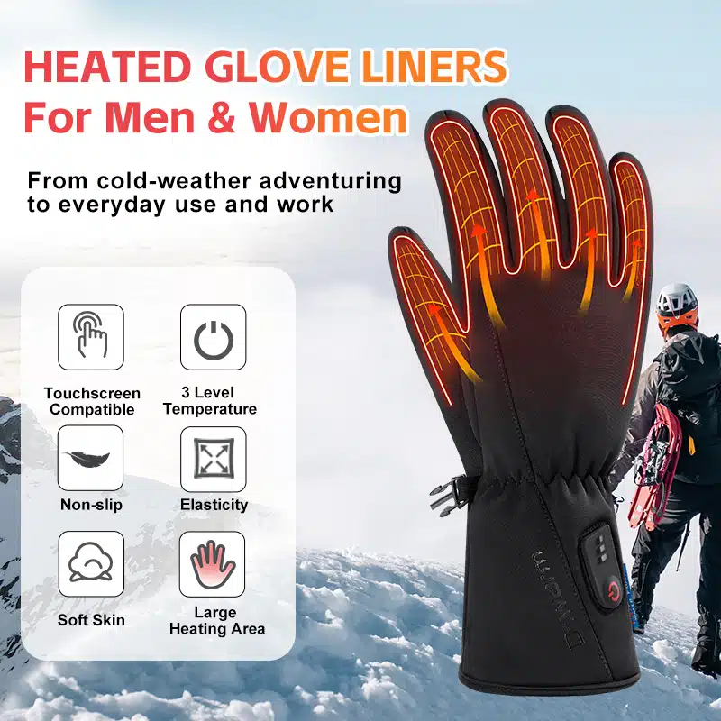 Heating coverage: Premium liners heat each finger individually and around the palm/back of hand for more even warmth