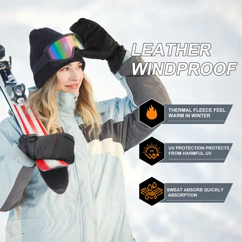Unique 3-finger (hybrid mitten) design of Dr.Warm heated gloves, providing warmth of a mitten with the dexterity of two free fingers for skiing.