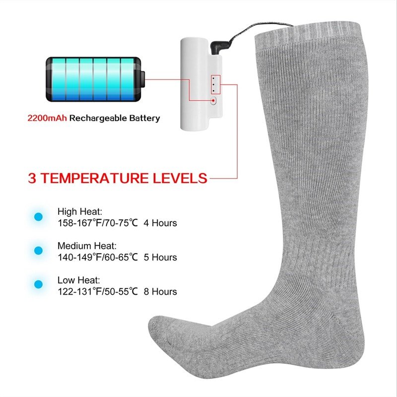 3.7v 2600mah battery heated socks long lasting power outdoor gear factory supplier
