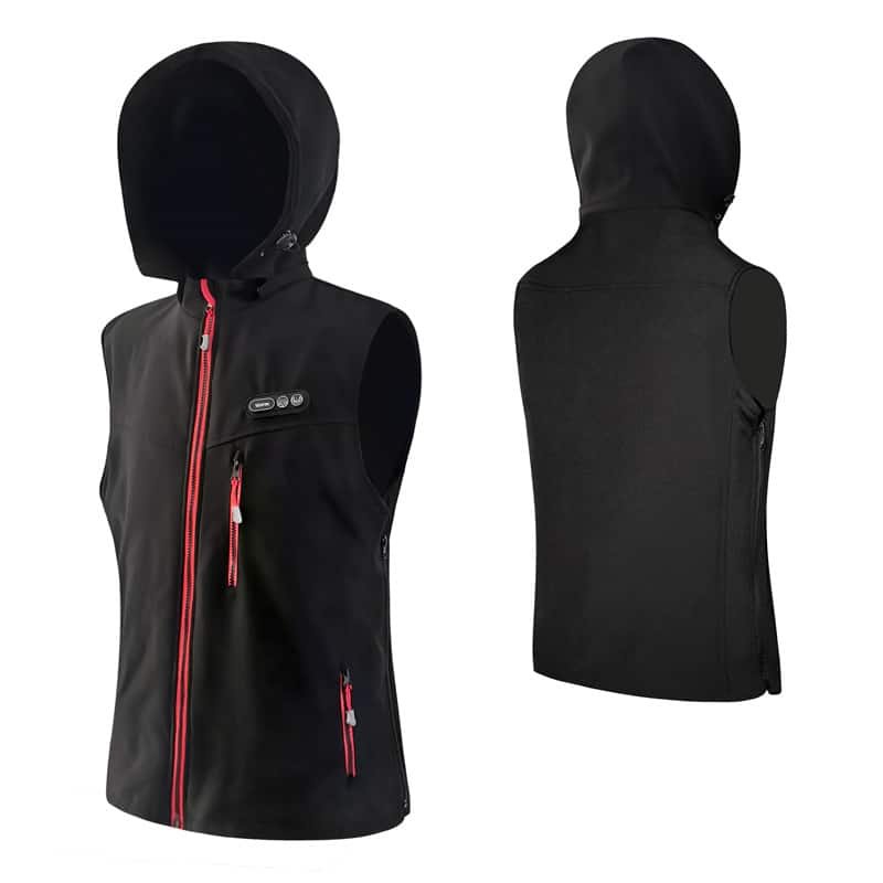 5V USB Heated Vest with Hood Nylon Polyester Milk Silk Leather Blend Factory ODM