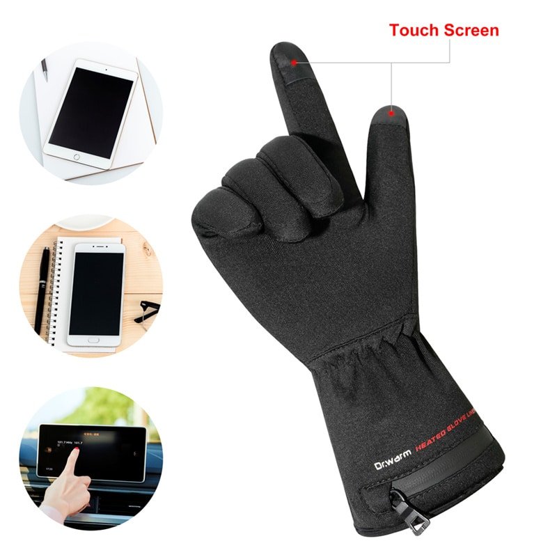 Close-up view highlighting the conductive cloth fingertips for touchscreen use and the durable, protective TPU and scratching cloth materials on the glove.