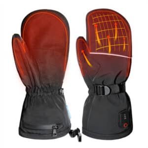 Dr.Warm G26 heated gloves shown in two modes: as fingerless gloves for dexterity, and with the mitt shell flipped over for full fingertip warmth.