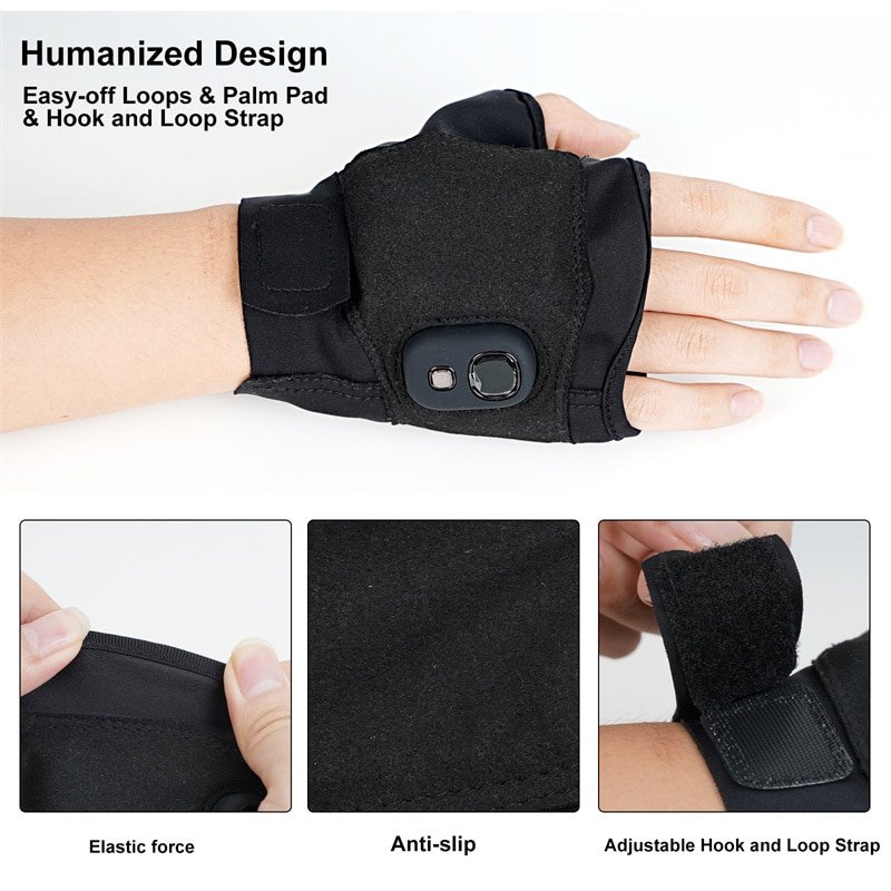 Image highlighting the custom manufacturing capability and the availability of multiple sizes (S, M, L, XL, etc.) for the heated gloves.