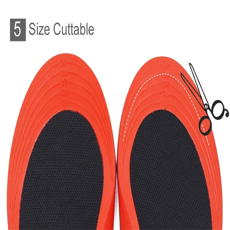 A pair of durable work boots with Dr.warm R3-1 heated insoles inserted, ideal for winter jobs.