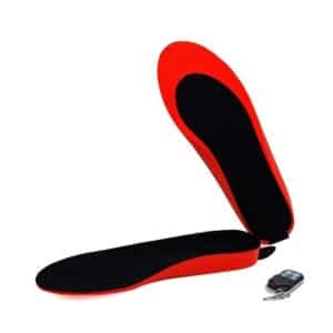 Dr.warm R3-1 heated insoles and remote control, showcasing the complete heating system for boots.