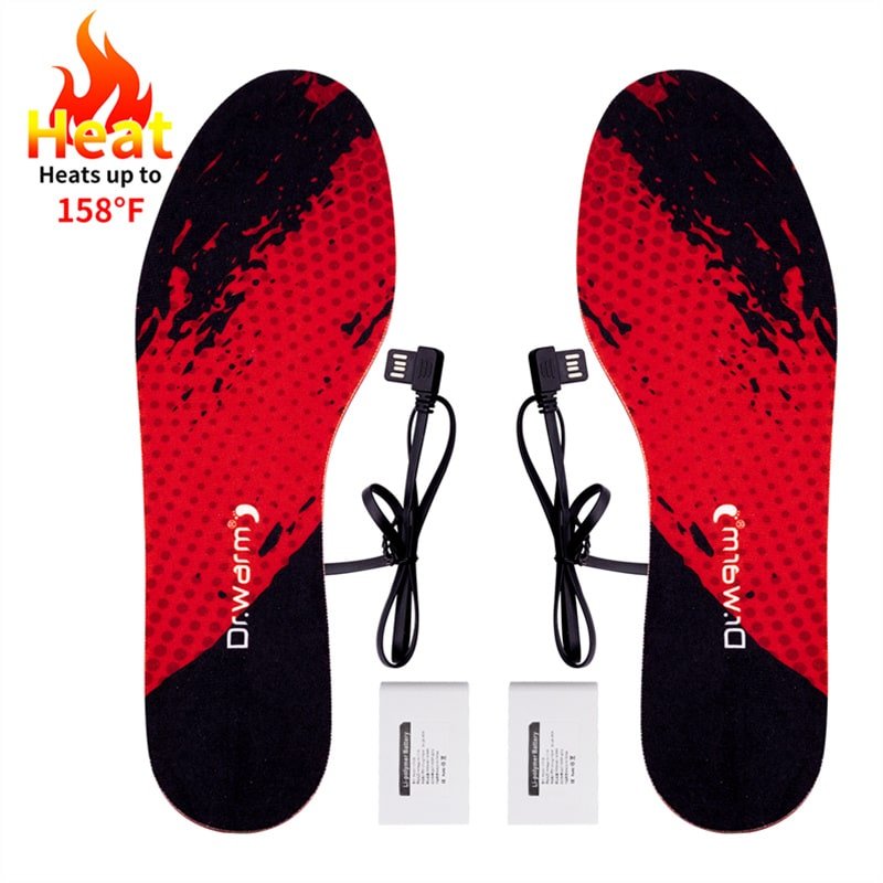 Dr.warm rechargeable heated insoles and battery pack, the ultimate battery powered foot warmers for cold weather.