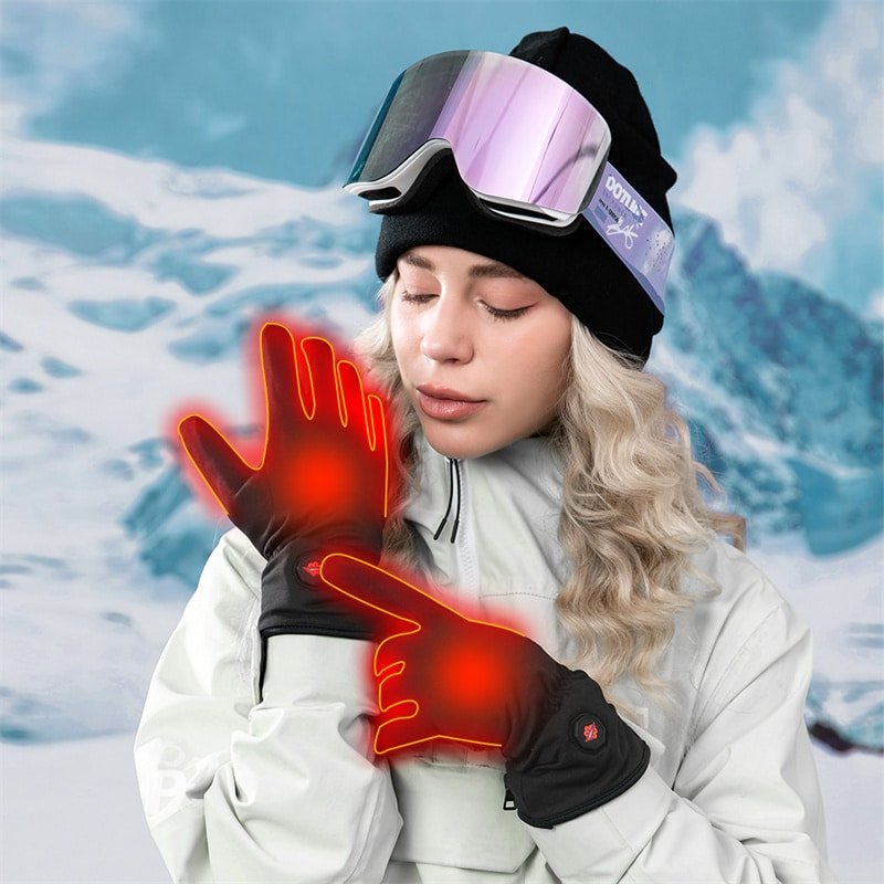 A hunter or fisherman wearing Dr.Warm heated gloves in a blind or on an ice lake, emphasizing warmth for stillness and precision in extreme cold.
