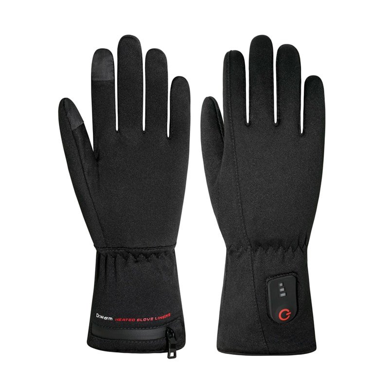 A motorcyclist or cyclist wearing Dr.Warm heated gloves on a cold ride, highlighting the wind-resistant TPU material and secure grip.