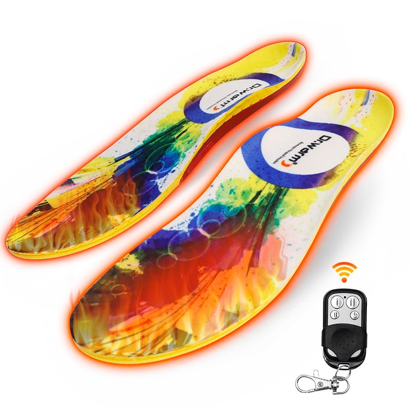 Rechargeable heated insoles with wireless remote control by Dr. Warm