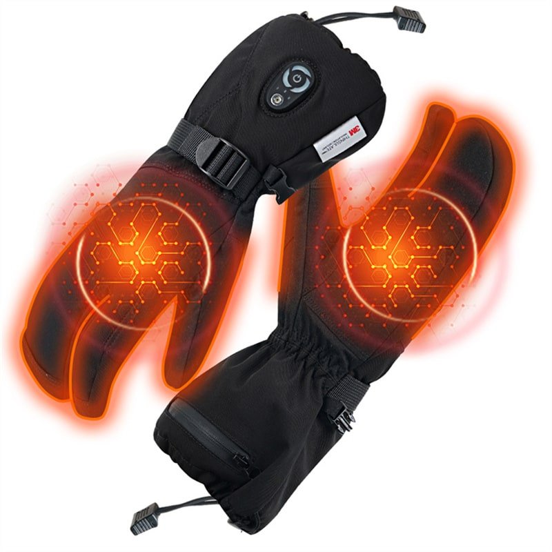 Unique 3-finger (hybrid mitten) design of Dr.Warm heated gloves, providing warmth of a mitten with the dexterity of two free fingers for skiing.