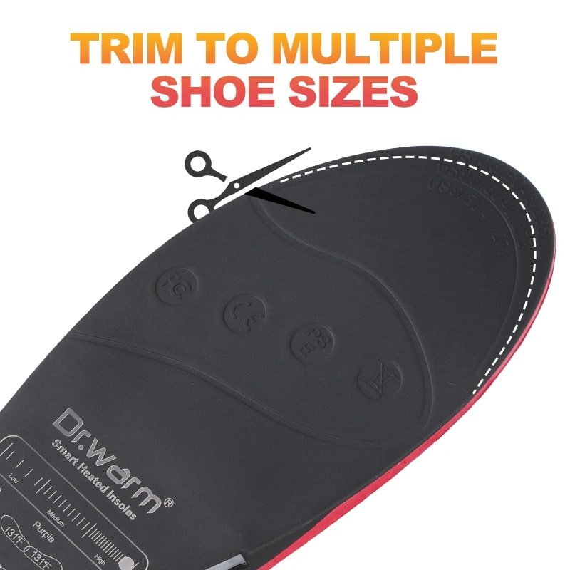 Dr.warm smart heated insoles being charged quickly via USB-C cable, ready for outdoor use.