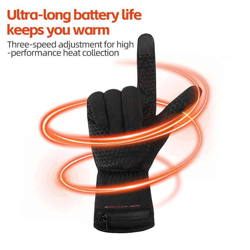 Close-up of the USB charging port on Dr.Warm heated gloves, plugged into a power bank in a backpack or car, highlighting charging convenience.