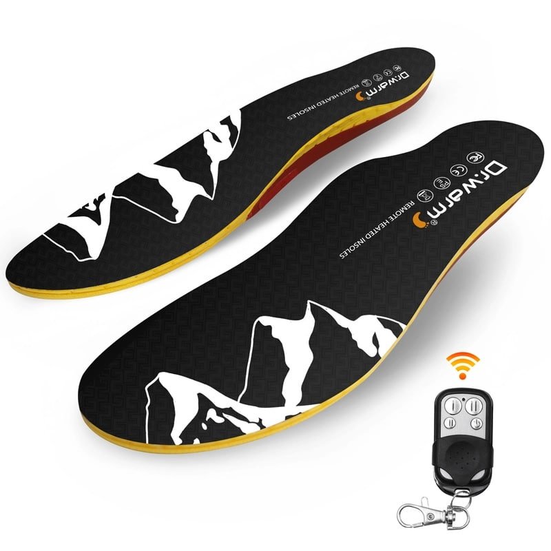 Image of the small, handheld wireless remote control designed for Dr.warm heated insoles.