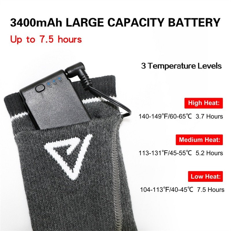 CE FCC RoHS Certified Electrical Heated Socks Safe Thermal Wear Factory Manufacturer