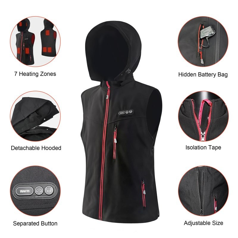CE FCC RoHS Certified Heated Vest with Hood 14 Days Delivery from Factory Supplier