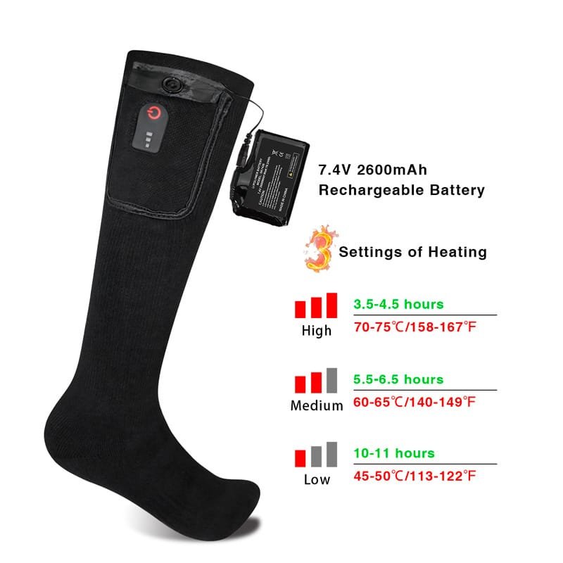 CE RoHS Certified Motorcycle Heated Socks Safe Electric Heating Factory Manufacturer