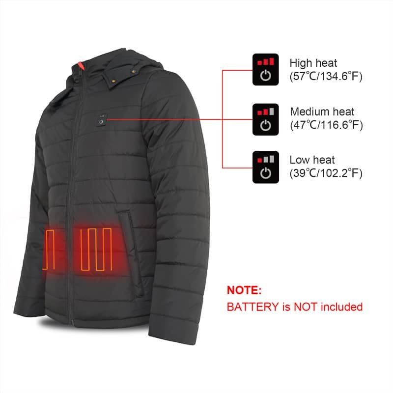 Heated Jacket Model JM03 Nylon Cotton Material Custom Winter Coat Manufacturer