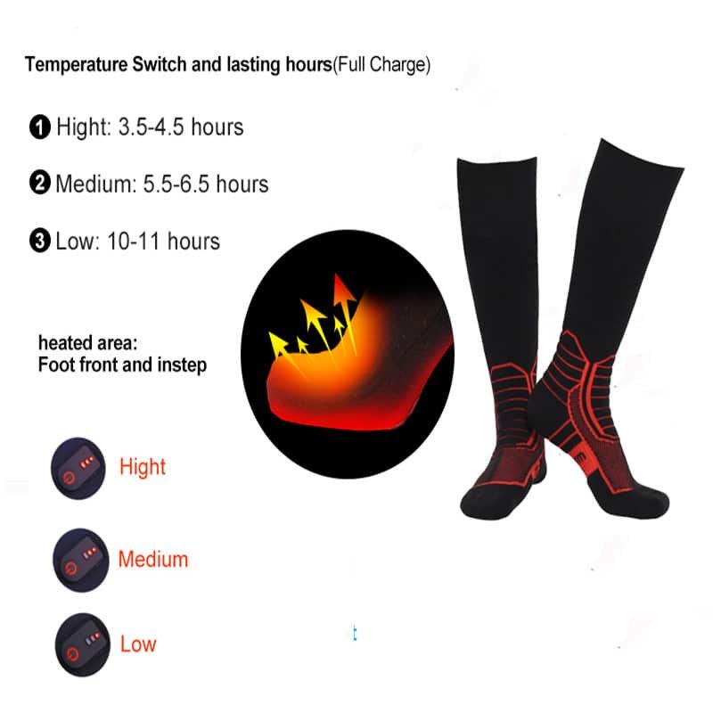 Heated Socks with Cotton Acrylic Nylon Spandex Blend for Flexible Fit from Thermal Wear Factory