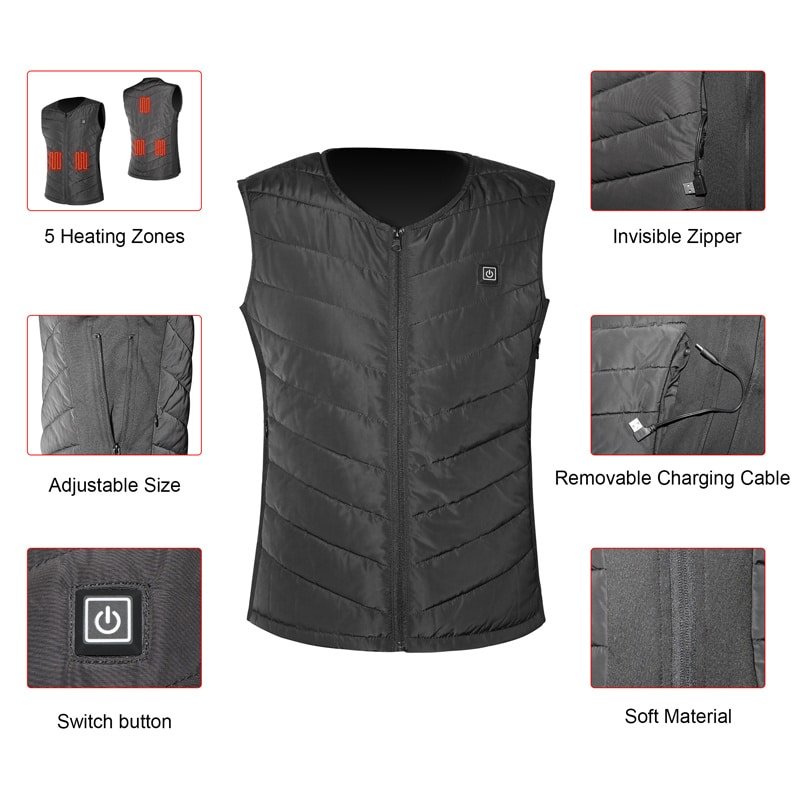 Knit Sweater Style Heated Vest USB Powered Fleece Insulation Unisex Winter Factory Custom