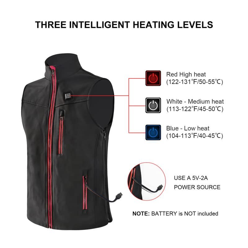 USB Electric Heated Vest Battery Powered for Unisex Winter Gear Factory Production