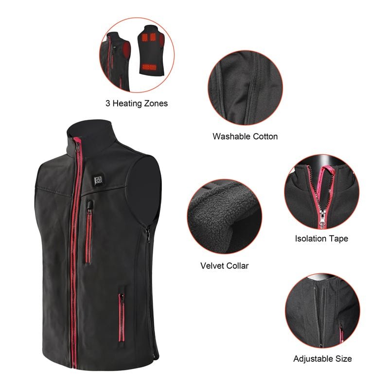 Secure Zipper Closure Heated Vest for Motorcycle Winter Safety Custom Manufacturer