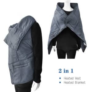 2 in 1 Heated Vest and Blanket Multi Function Portable Electric Cotton Polyester Factory ODM