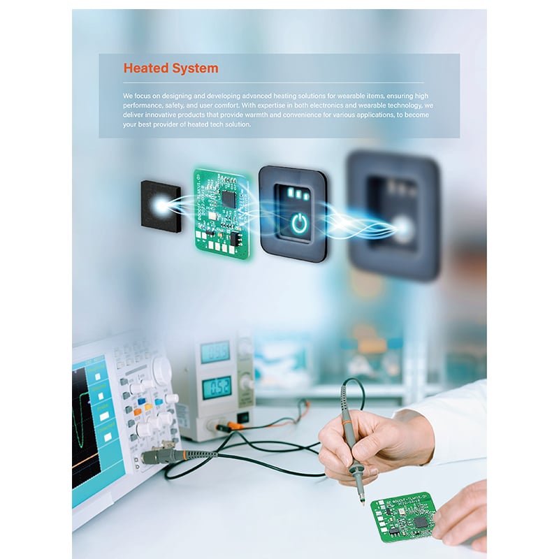 waterproof and sweat resistant PCBA heating control system used in heated gloves and heated insoles for moisture resistant heated wearables electronics