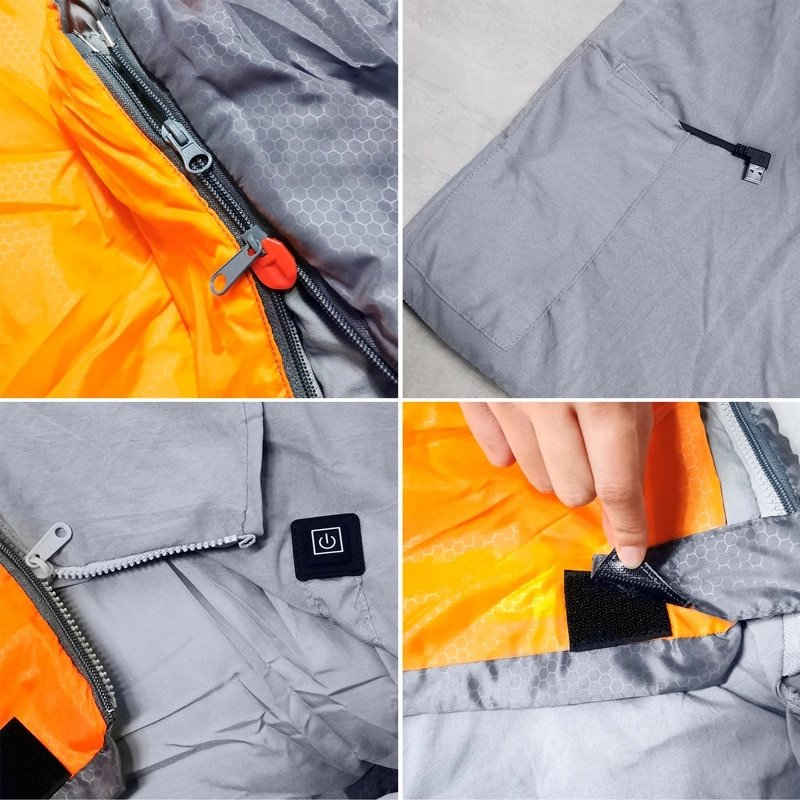battery operated heated sleeping bag long lasting warmth outdoor camping cotton factory