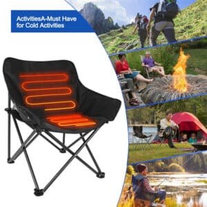 7.4V Rechargeable Folding Heated Chair for Portable Camping Fishing and Picnic Outdoor Use