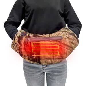 Hand Warmer Muff with Adjustable Waist Strap and Custom Camouflage Logo for Hunting Fishing