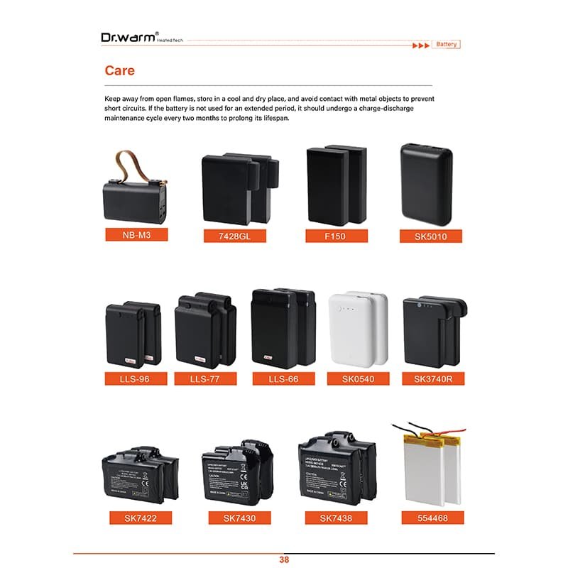 different lithium battery packs for heated clothing including heated jackets heated gloves heated vests and heated socks