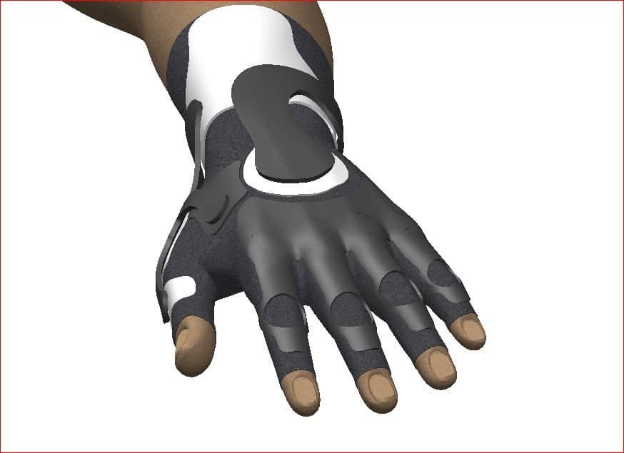 3D CAD design of heated glove mold showing heating element channels