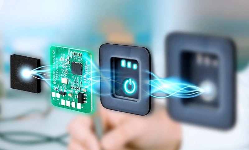 Close-up of heating elements for heated wearables (film or carbon fiber ) integrated into product