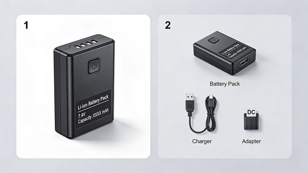 Rechargeable lithium battery pack for heated apparel and heated accessories