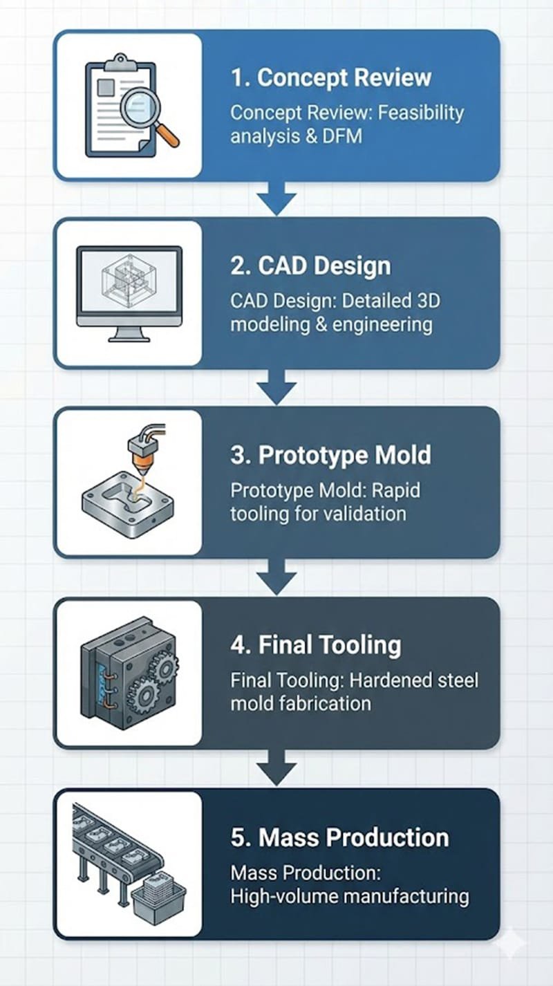 5-step mold development process from concept to mass production