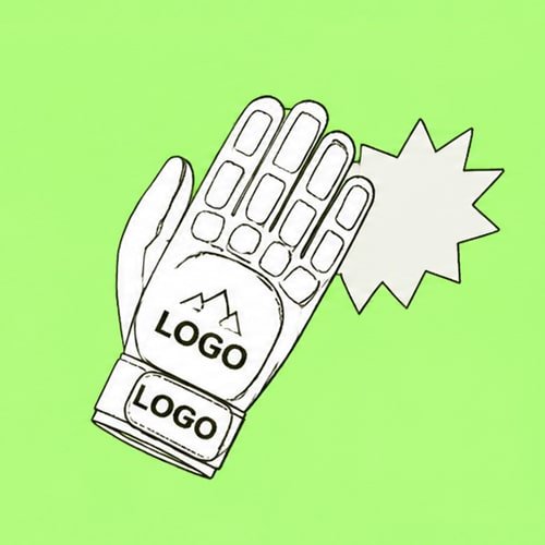 Heated glove with customizable logo placement on the palm and wrist strap