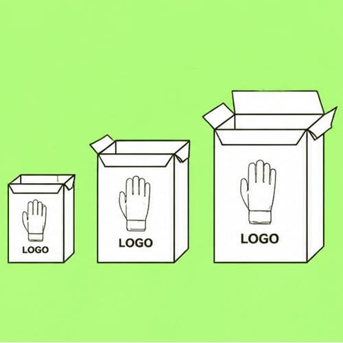 Three different sizes of custom packaging boxes for heated gloves with logo printing