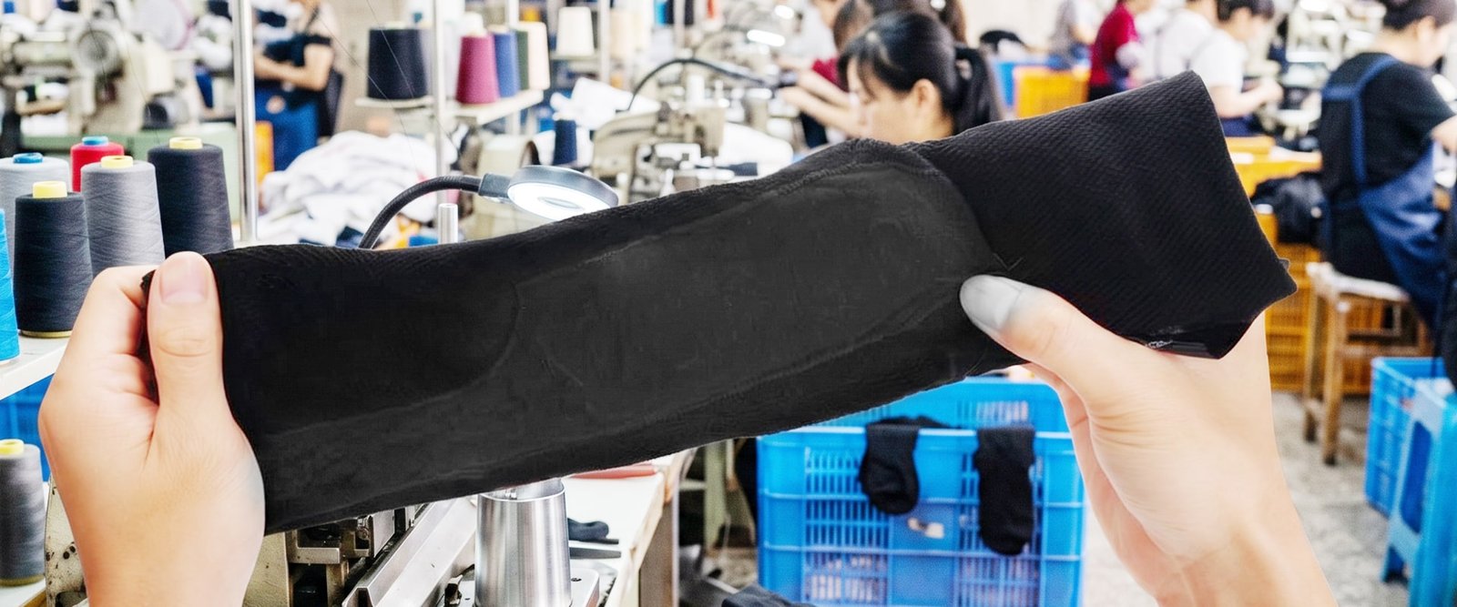 custom heating element integrated inside heated socks during electric heated socks manufacturing process