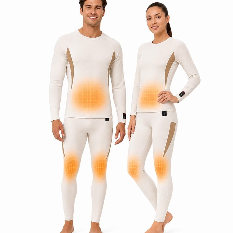 Heated Underwear Set with 3 Heat Settings, Thermal Base Layer Top & Pants for Cold Weather