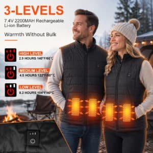 5-Zone Rechargeable Heated Vest with 3 Heat Settings for Men & Women Outdoor Winter Wear